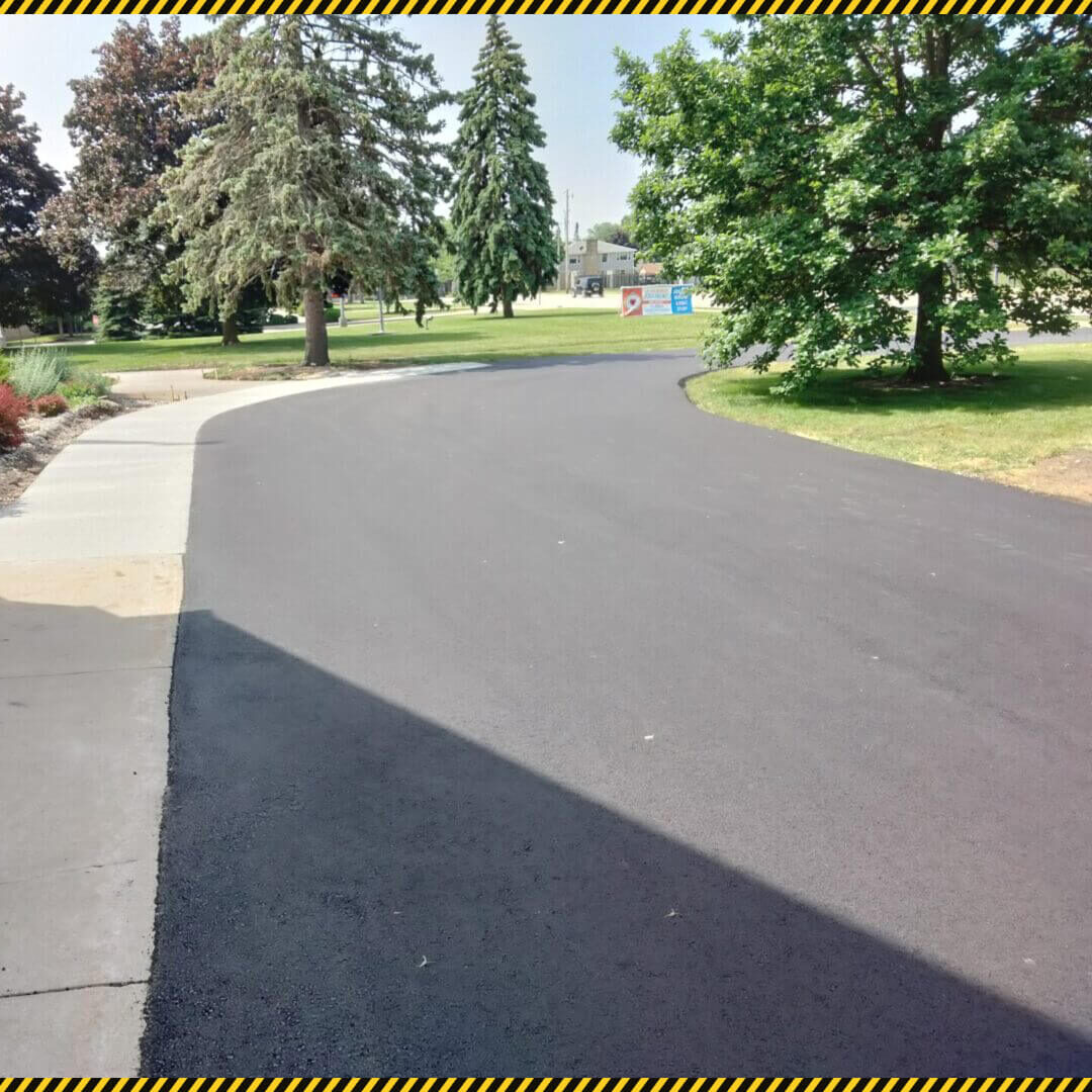 Freshly sealcoated residential driveway